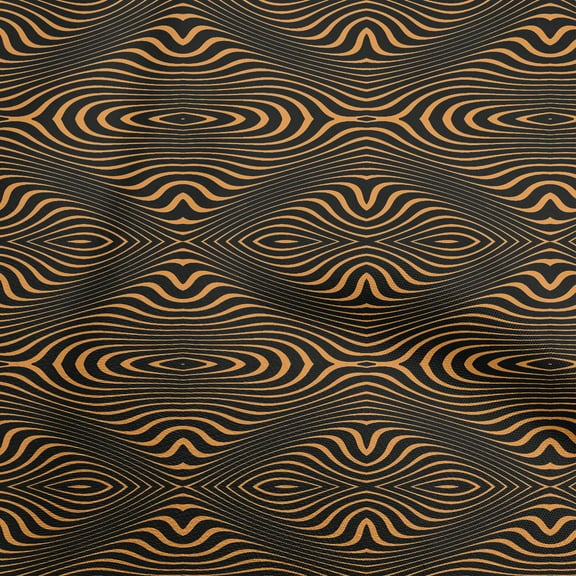 oneOone Polyester Spandex Black Fabric Moire Craft Projects Decor Fabric Printed By The Yard 56 Inch Wide