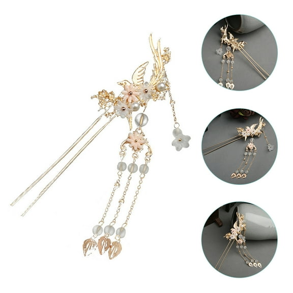 OUNONA Hair Decoration Chinese Hair Stick Long Dangle Tassel Hairstyle Enhancement 1Set
