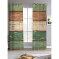 thumbnail image 2 of Farmhouse Dark Sage Green Brown Sheer Curtains 63 Inch Length 2 Panels Set for Living Room/Bedroom, Vintage Wooden Striped Kitchen Curtains Grommet Semi-Sheer Curtains Window Treatments 42"x63"x2, 2 of 7