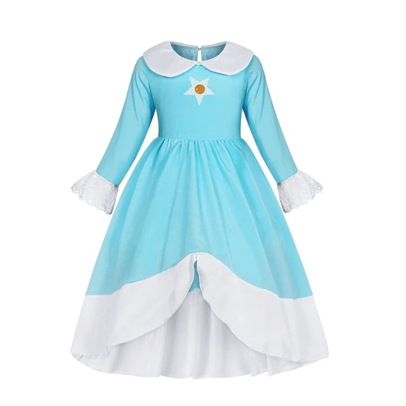 SATKULL Super Bros Princess Peach Costume for Girls Birthday Halloween Christmas Cosplay Dress Up with Rich Accessories