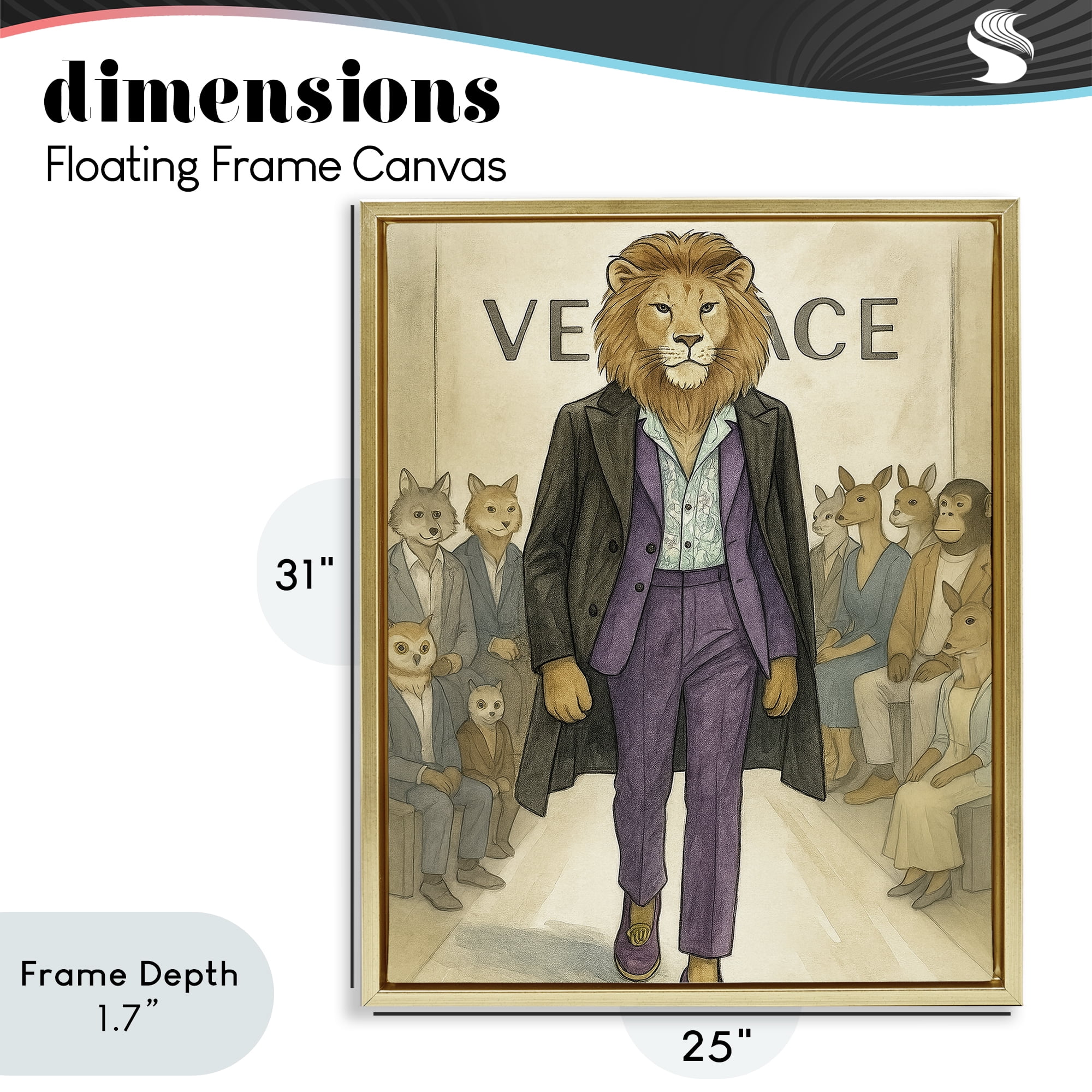 Stupell Industries Fashion Runway Lion Gold Framed Floater Canvas Wall Art, design by Grotto Studios