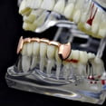 thumbnail image 3 of 14K Rose Gold Plated Grillz Fangs Lower Bottom Slim Vampire Half Teeth Fang Grills, 3 of 4