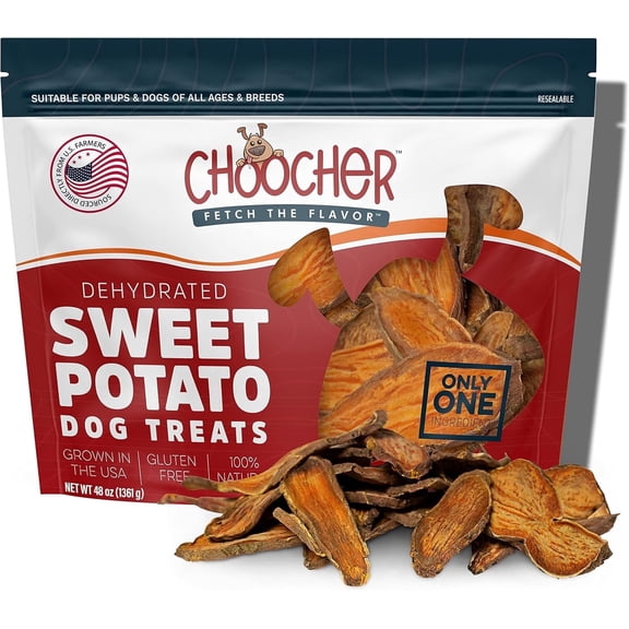 Choocher Pets Dehydrated Sweet Potato Dog Treats for Small and Large Dogs, 48 oz