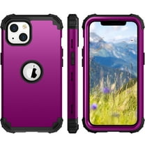 iPhone 13 Case 6.1",Decase Slim Hybrid Heavy Duty Rugged Defender Armor Cover Shockproof Anti-Scratch 3 In 1 Silicone Bumper Hard PC Back Case for Apple iPhone 13 6.1", Purple