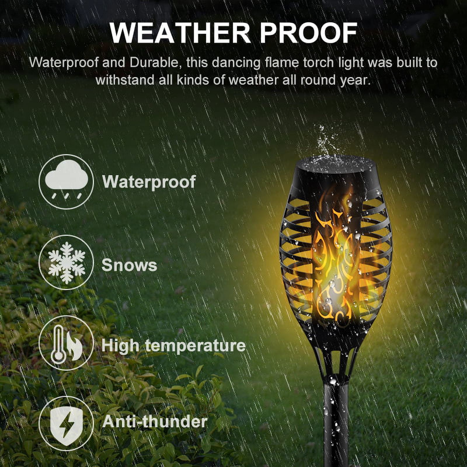 LITOM 1/4/8 Pcs IP65 Waterproof Solar Path Torches Lights. Dancing Flame Garden Lights Outdoor Landscape Decoration for Patio Garden Path Yard Wedding Party