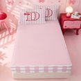 thumbnail image 4 of meiyoeat Girly Bow Personalized Monogram D Zipper Twin Comforter Sets with Fitted Sheet and 2 Pillowcases,Kawaii Cherry Print Zipper Bedding Set For Girl,Pink Reversible,4-Piece, 4 of 7