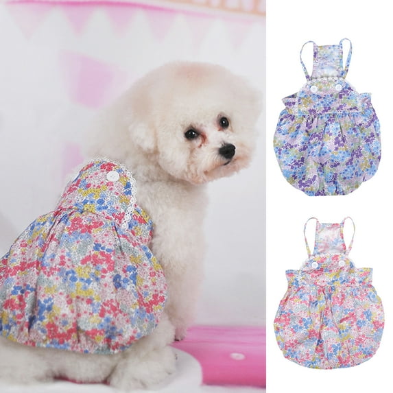 Dog Dress - Puppy Floral Princess Dresses, Thin Cute Pet Summer Clothes Apparel for Small Medium Girl Dogs Cats Kitten, Dog Flower Sundress Doggy Outfit Costume