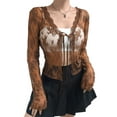thumbnail image 3 of Douhoow Women See Through Cardigan Long Sleeve Lace Mesh Lace Crop Tops, 3 of 8