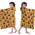 thumbnail image 4 of Orange Witch Hat Halloween Pattern Hooded Bath Towel，60"x35" for Ages 3 To 12 Kids, Quick Dry Lightweight Soft Microfiber Hood Beach Towel Cover Up for Kids, 4 of 7