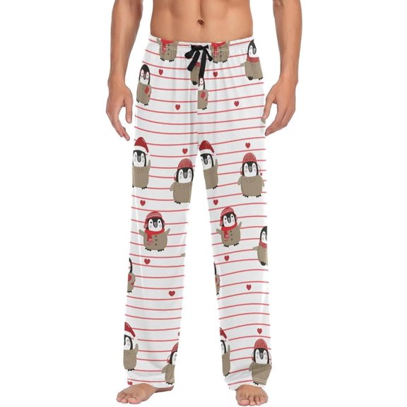 GZHJMY Penguin Pajama Pants for Men, Lounge Pants Lightweight Men Pajama Bottoms with Drawstring Pockets, Christmas New Year Birthday Gifts, Large