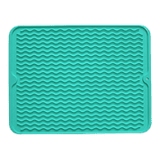 Dependable Industries Silicone Drying Mat, 16"x12" - Grooved Design, Heat-Resistant, Non-Slip, BPA-Free - For Dishes, Cutlery, Pots, Pans (Mint Green)