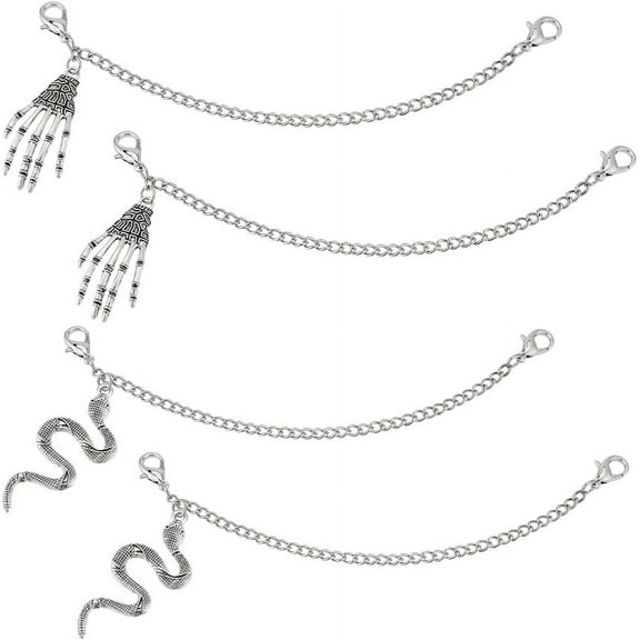 4pcs 2 Styles Snake Skeleton Pendant Shoe Chains - Gothic Punk Shoe Chains for Sneakers Boots Biker Sandals Clogs 1 Set