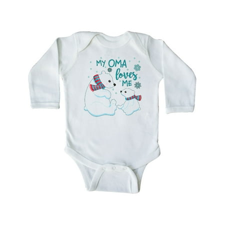 

Inktastic My Oma Loves Me- cute polar bears Gift Baby Boy or Baby Girl Long Sleeve Bodysuit