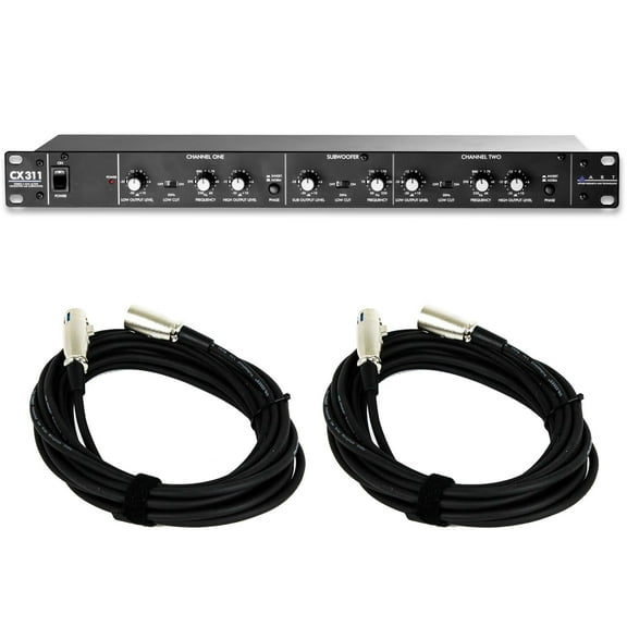 ART CX311 2-Way Crossover with Subwoofer Out Bundle with 2 20-foot XLR Cables