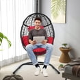 thumbnail image 2 of Gymax Chaise Hamac Suspendue Chaise Balançoire en Forme d'Oeuf avec Coussin et Oreiller Rouges Support, 2 of 10