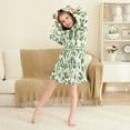 thumbnail image 3 of FORMRS Niños Bathrobe Unisex Hooded Robe Soft Plush Pajamas Sleepwear, Size 7-9T, Green Floral, 3 of 7