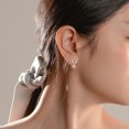 thumbnail image 3 of Aretes de plata de ley 925 con perlas de hojas, 1 par, 3 of 5