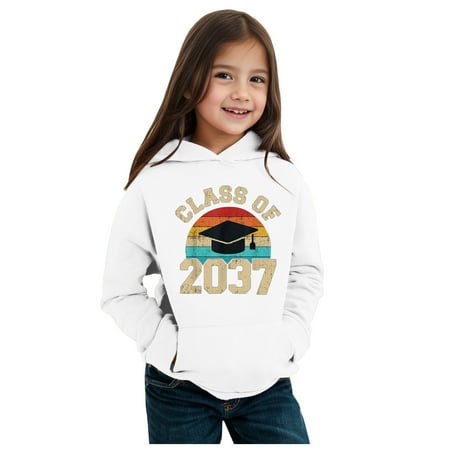 

IEUIBX Kids Boys Girls Autumn WInter School Season Letter Printed Long Sleeve Hoodie Warm and Comfortable tops Children s Clothing White 10-12 Years