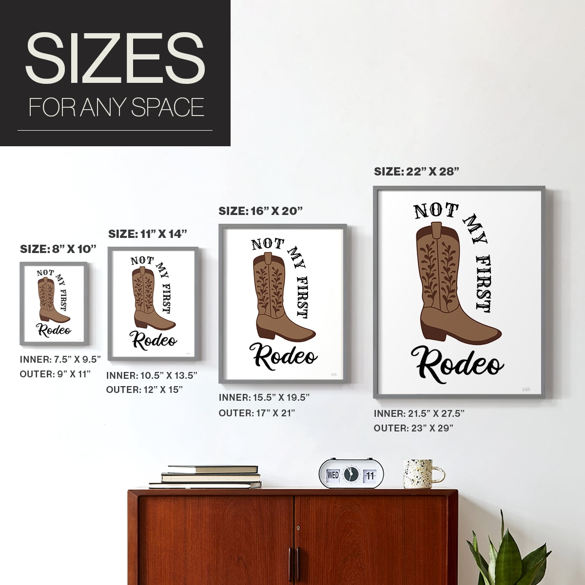 Not My First Rodeo in Gray Solid Wood 16 x 20 Framed Print