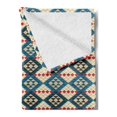 thumbnail image 2 of Ethnic Soft Flannel Fleece Throw Blanket, Braided Carpet Inspired View Mosaic Art Design Print, Cozy Plush for Indoor and Outdoor Use, 70" x 90", Cream Coral Blue, by Ambesonne, 2 of 5