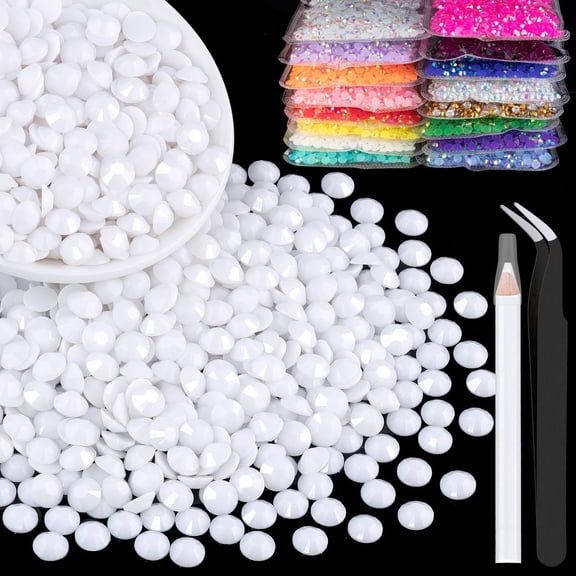 TUWAFE Resin Rhinestones Bulk White Flatback Round Jelly Rhinestones Bedazzling Non Hotfix Crystal Gems Large Quantity Wholesale Diy Crafts Clothes Bottles Tumblers Face Makeup Manicure
