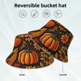 thumbnail image 2 of KLL Autumn Pumpkin Leaves Bucket Hat for Women Men Packable Travel Beach Sun Hat Outdoor Rave Accessories Reflective Fisherman Cap, 2 of 7