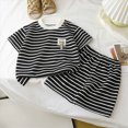 thumbnail image 2 of kpoplk Summer Toddler Baby Boy Girl Clothes Aunties/Mamas Boy Outfits 3 6 12 18 24 Months 2T 3T 4T Short Sleeve Tops Shorts Set 18-24 Months,Black, 2 of 7