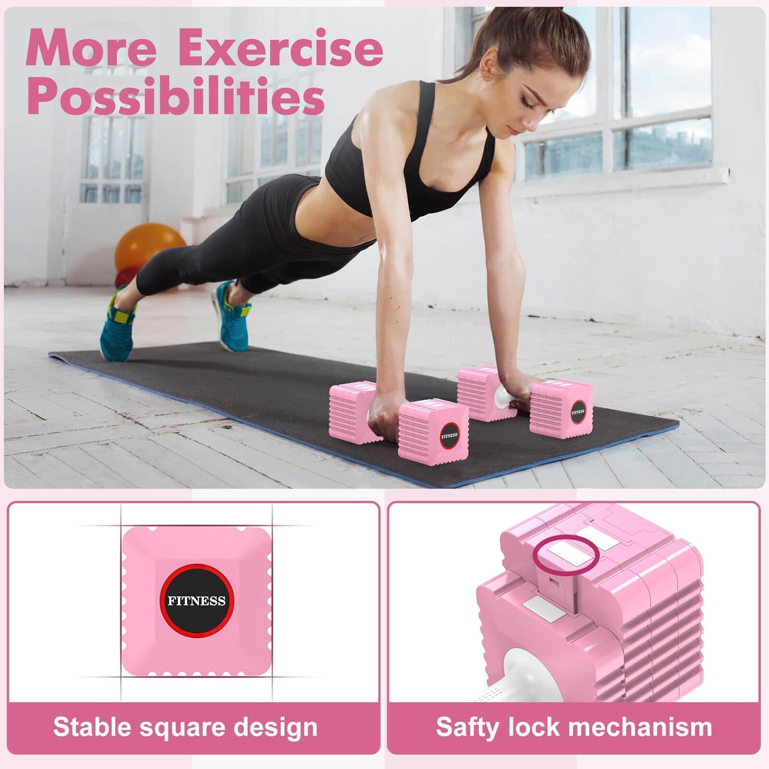 Adjustable Dumbbell Set, Hand Weights Set for Women/Men, 3.4lb, 5.7lb, 8.0lb, 10.3lb, 12.6lb Adjustable Weights Dumbbells Set for Home Gym Strength Training