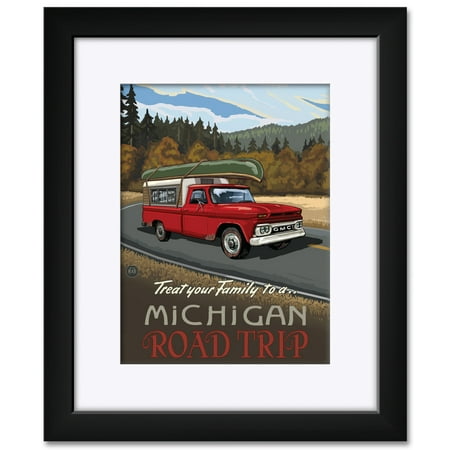 Michigan Pickup Road Trip Hills Framed & Matted Art Print by Paul A. Lanquist. Print Size: 9