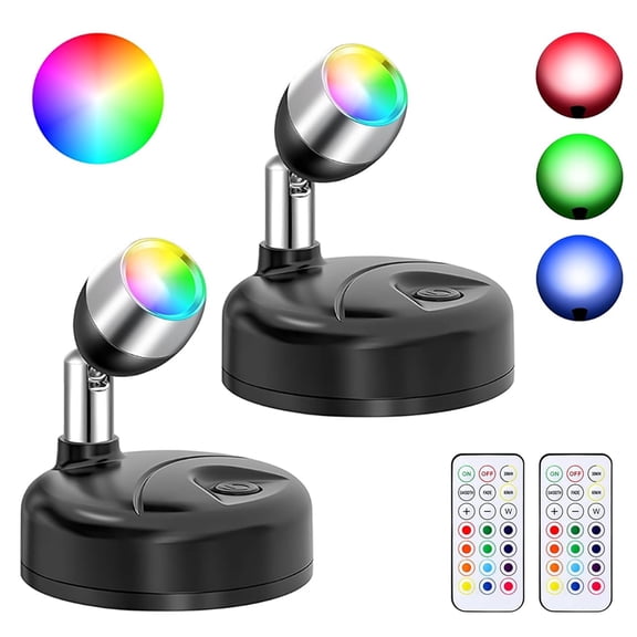 Shopmall 2 Pack 6000k Black Single-Head Spotlight Jewelry Painting Exhibition Closet Light 3 Colors Small Spotlight Usb Rechargeable Remote Control Light