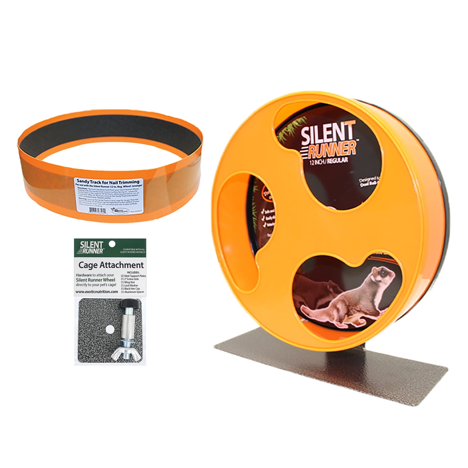 Exotic Nutrition Silent Runner Pet Exercise Wheel 12" Regular + Sandy