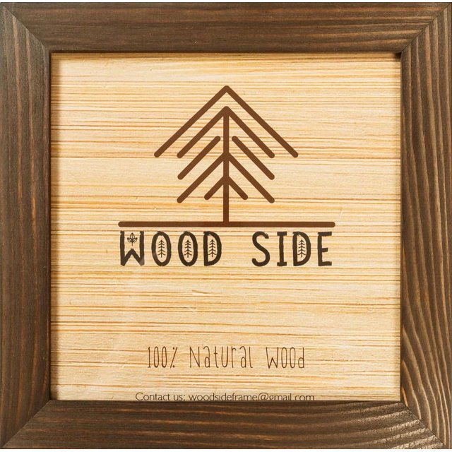 Marco de Fotos Cuadrado Rústico de Madera de 12 X 12 Pulgadas, 100 % Madera Maciza Natural, Ecológica y Envejecida, para Montaje en Pared, Color Marrón Wengué.