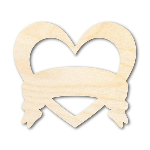 Unfinished Wood Bannered Heart Shape - Craft - up to 46" 5" / 1/8"