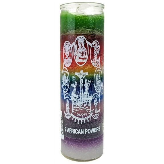 7 Day Candle 7 African Powers - Alleged Seven African Powers Multi-Color Glass Jar Candle
