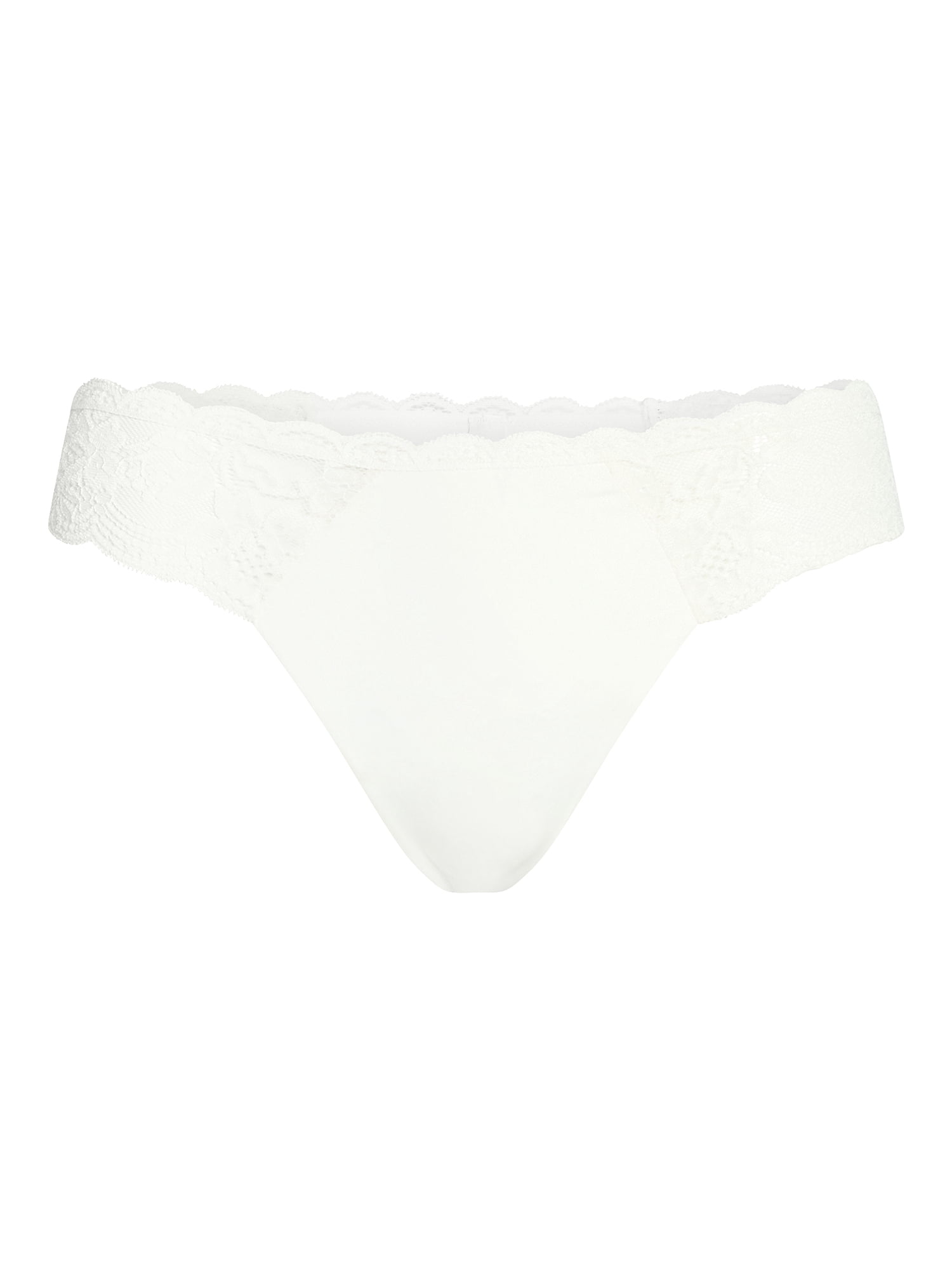 Joyspun Women's Microfiber and Lace Thong Panties, 3-Pack, Sizes XS-3XL
