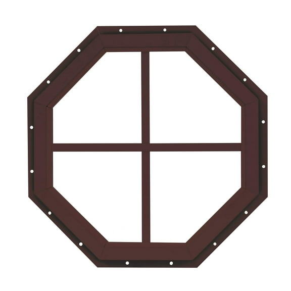 Shed Window 14" Octagon Gable J-Lap Brown for Sheds, Playhouses, and Chicken Coops 1 PK (WOCT14BRJ-BX1)