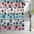 thumbnail image 2 of Paw Print Fabric Shower Curtain Animal Pink Blue Wood Grain Washable Shower Curtains for Bathroom, Waterproof Bath Curtain with Hooks Home Decor 72x72in, 2 of 8