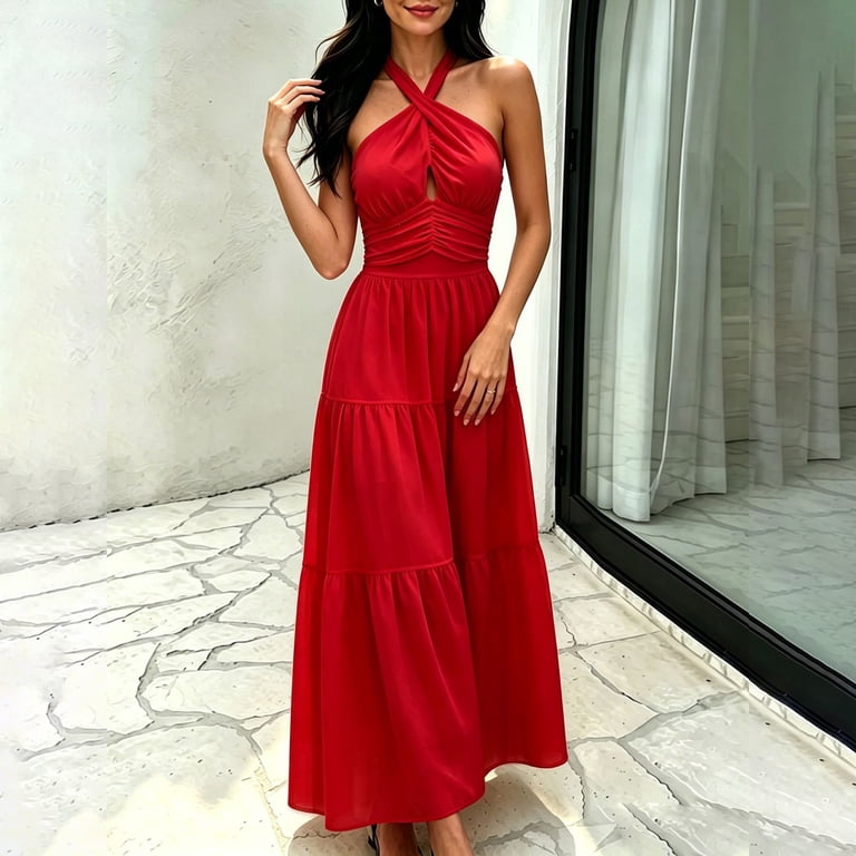 casual polyester dresses Sleeveless Strap Dress in Polyester Fabric, Above Knee Length, Casual Vacation Style