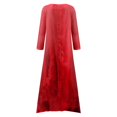 thumbnail image 5 of Robe d'Été Maxi Manches Demi-Cou Décontractée Longue Plage Boutons Robe Grande Taille Boho Robe Robe Longue Ruchée Fluide pour les Femmes, 5 of 5