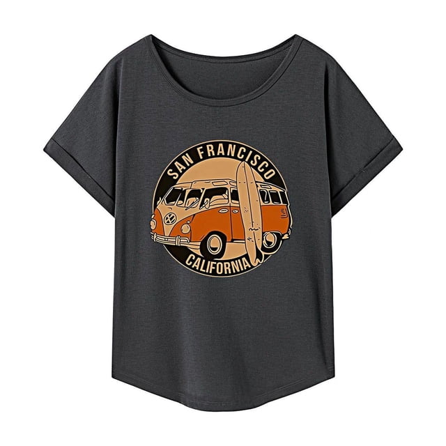 Camiseta para mujer Ropa de verano Cuello redondo Camiseta ligera con cuello redondo para viajes L