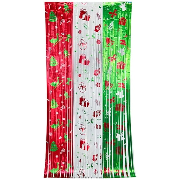 2M Merry Christmas Party Background Christmas Decoration Foil Fringe Curtain Sequin Photo Backdrop Wall Curtain