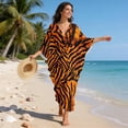 thumbnail image 3 of XYZCANDO Tiger Stripes Women's Long Kaftan Dress Flowy Maxi Dress Beach Cover Up Loose Fit Batwing Sleeve Swimsuit Cover Ups Hawaiian Robe Vacation Outfits Elegant Gown Top Night Dress, 3 of 7
