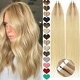 thumbnail image 2 of SEGO Blonde Tape in Hair Extensions 100% Real Remy Human Hair Long Straight Silky Thick Hair Gold Hair Acessories Black/Pink/Purple/Red Hair, 2 of 9