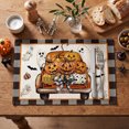 thumbnail image 5 of Sm:)e Truck Pumpkin Ghost Plaid Bow Bat Halloween Placemats Set of 4, 12x18 Inch Holiday Table Mats for Indoor Outdoor Party Dining Decoration, 5 of 7