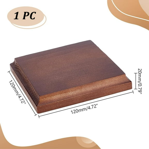 1pc Wood Display Pedestals Square Camel 12x12x2cm
