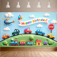 thumbnail image 3 of Yatrandify Colorful Cars Birthday Banner Helicopter Happy Background Celebration for Kids Party Event Decor, 3 of 8