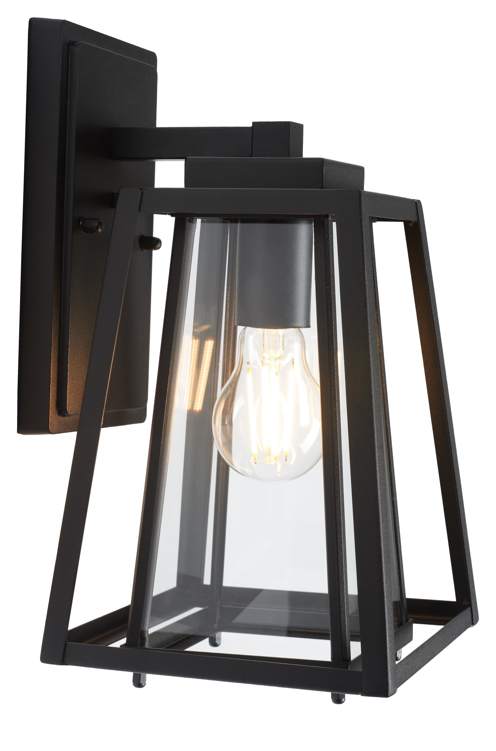 SAFAVIEH Rydler 2-Light A19 Black Steel Wall Sconce with Clear Shade, Set of 2