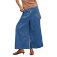thumbnail image 2 of Endives Women's Baggy Jeans Flare Wide Leg Pants Denim Elastic Waist Button Pleated Culotte Jeans Casual Pants, 2 of 8