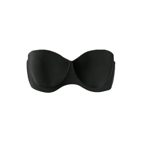 INSPIRE CHIC Women Strapless Demi Cup Push Up Convertible Extender Wirefree Bra Black D