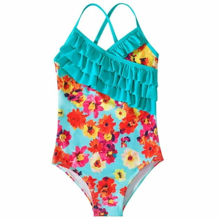 

Girls Swimwear Swimsuit Kids Ruffled Swimsuit Bathing Suit Summer Floral Swimsuit For 8-9 Years